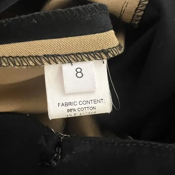 Derek Lam 10 Crosby Dress Womens Size 8 Black Cream Colorblock Cotton Poplin - Picture 6 of 13